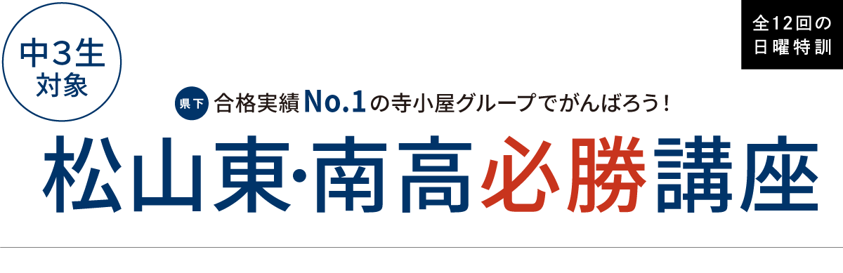 松山東・松山南高校の受験なら合格実績ナンバー1!寺小屋グループの「松山東・南高必勝講座」