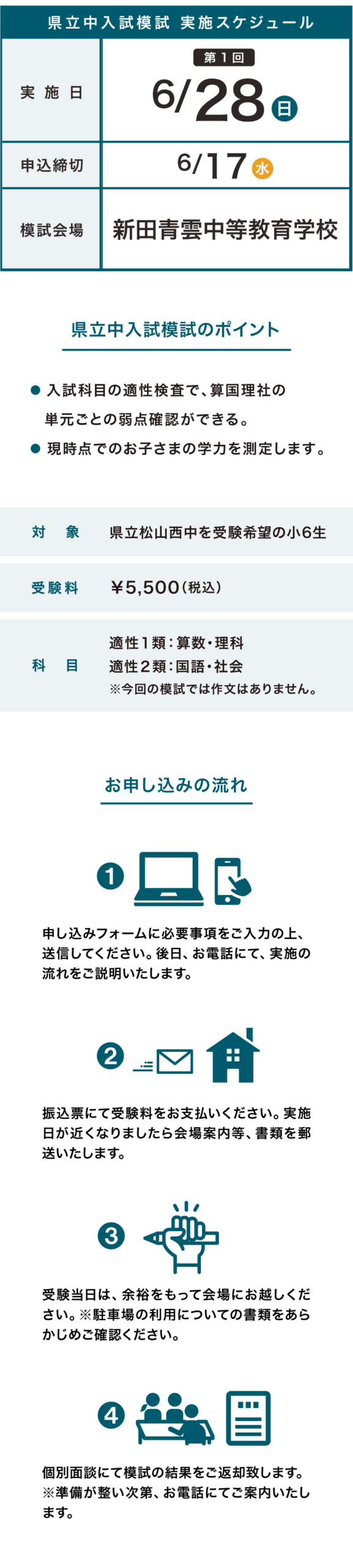 県立松山西中入試模試
