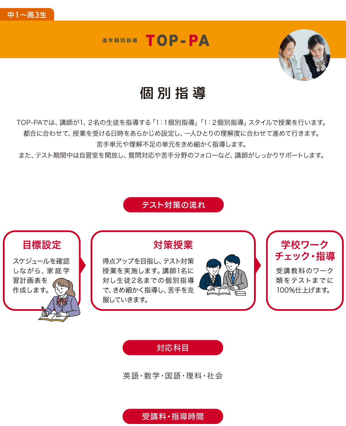 期末テスト対策講座で得点アップ!1対2の個別指導